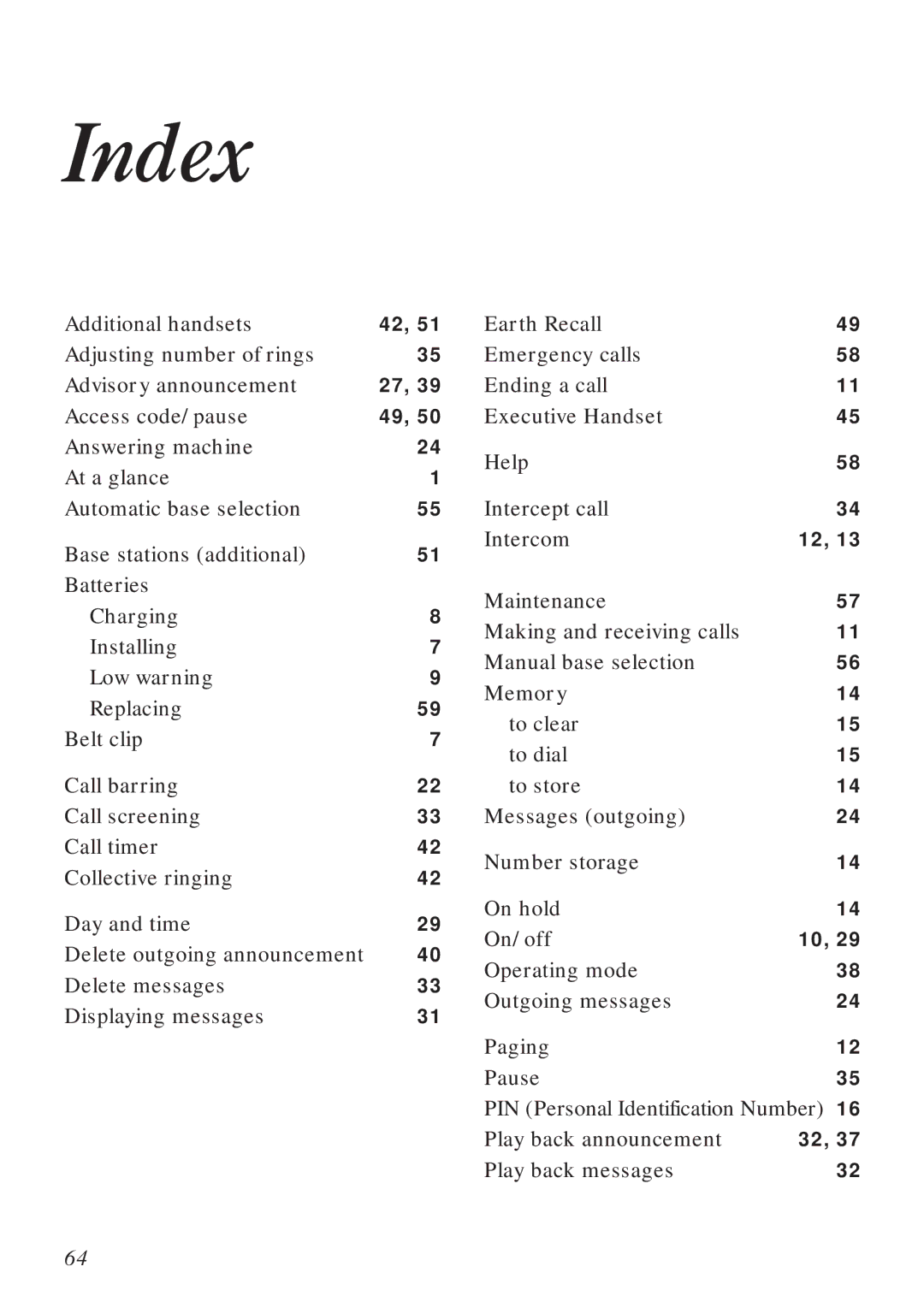 BT Diverse 2015 manual Index 