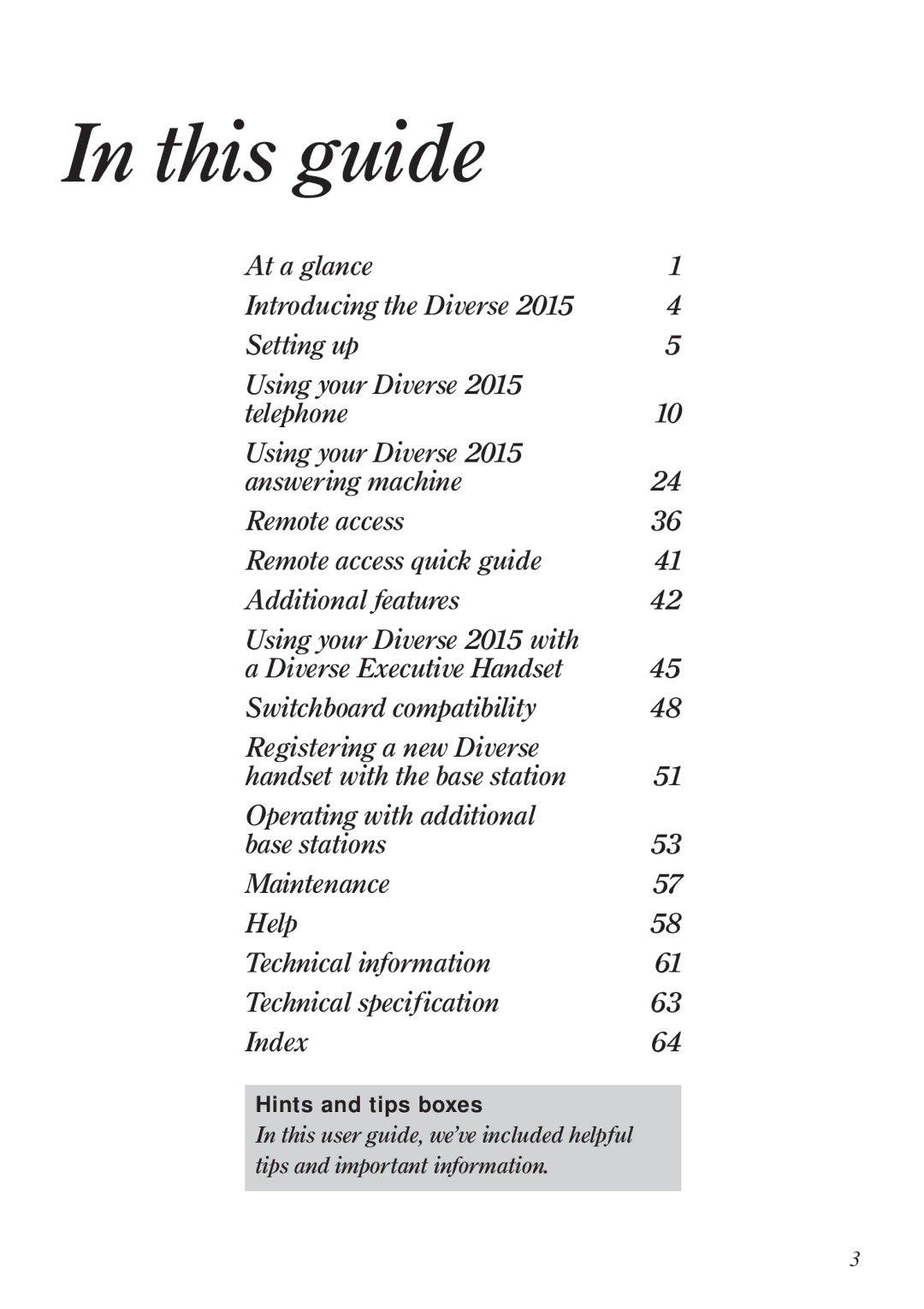 BT Diverse 2015 manual This guide, Hints and tips boxes 