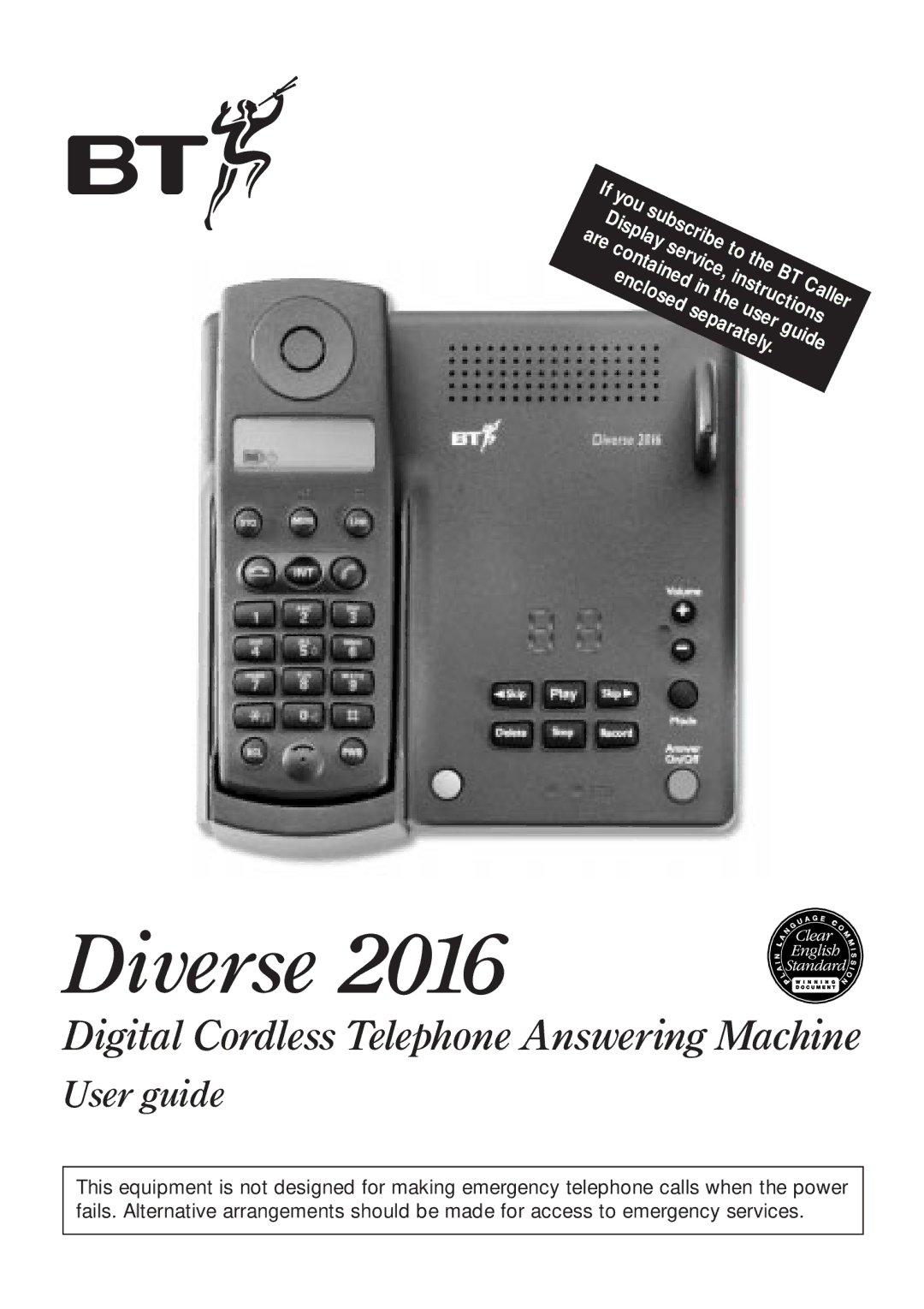 BT Diverse 2016 manual User guide 
