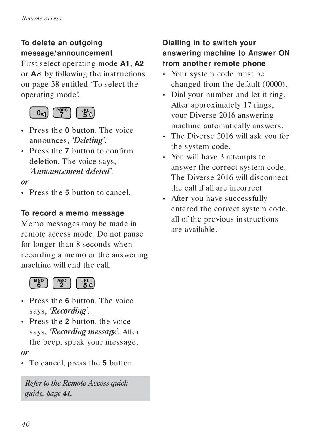 BT Diverse 2016 manual To delete an outgoing message/announcement, To record a memo message 