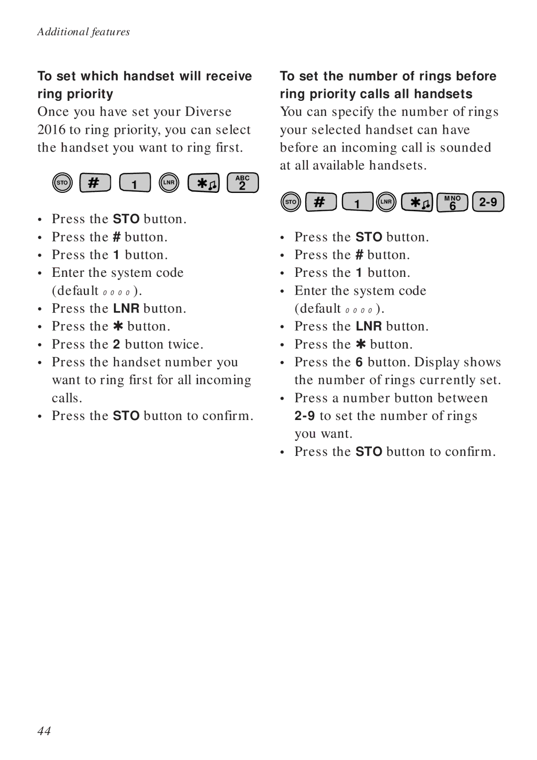 BT Diverse 2016 manual To set which handset will receive ring priority 