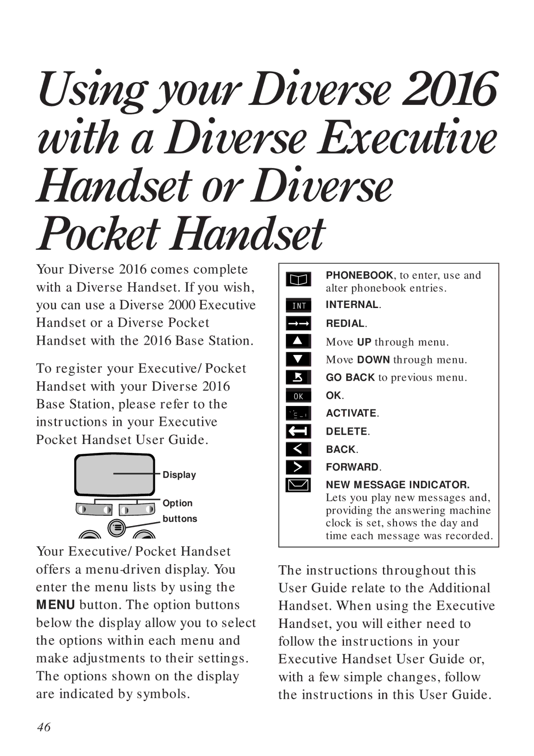 BT Diverse 2016 manual PHONEBOOK, to enter, use and alter phonebook entries 