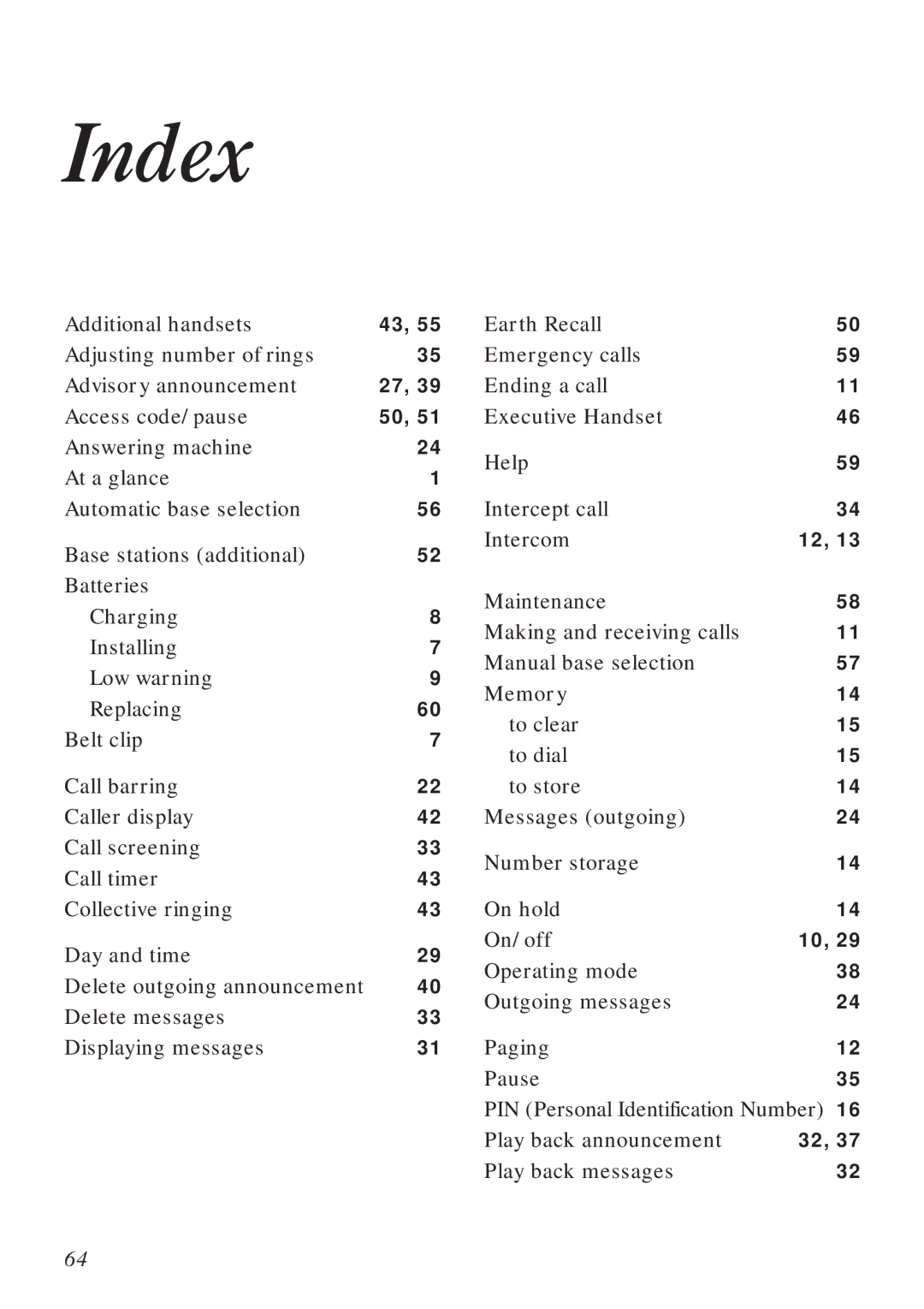 BT Diverse 2016 manual Index 