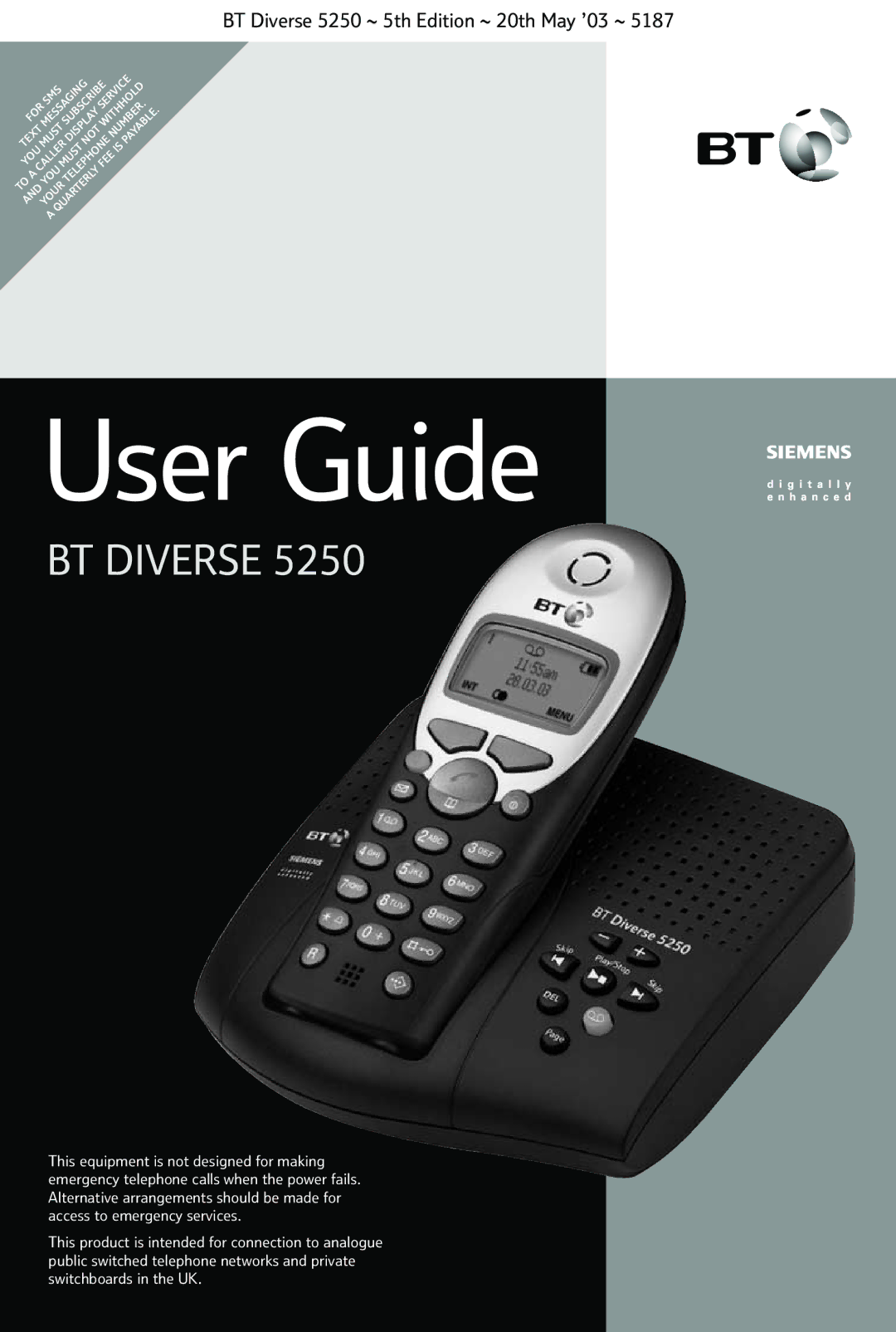 BT Diverse 5250 manual User Guide 