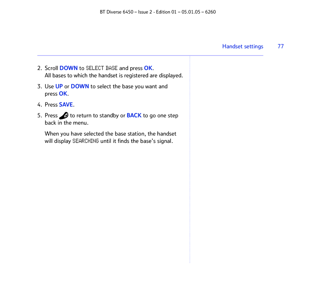 BT Diverse 6450 manual Handset settings 