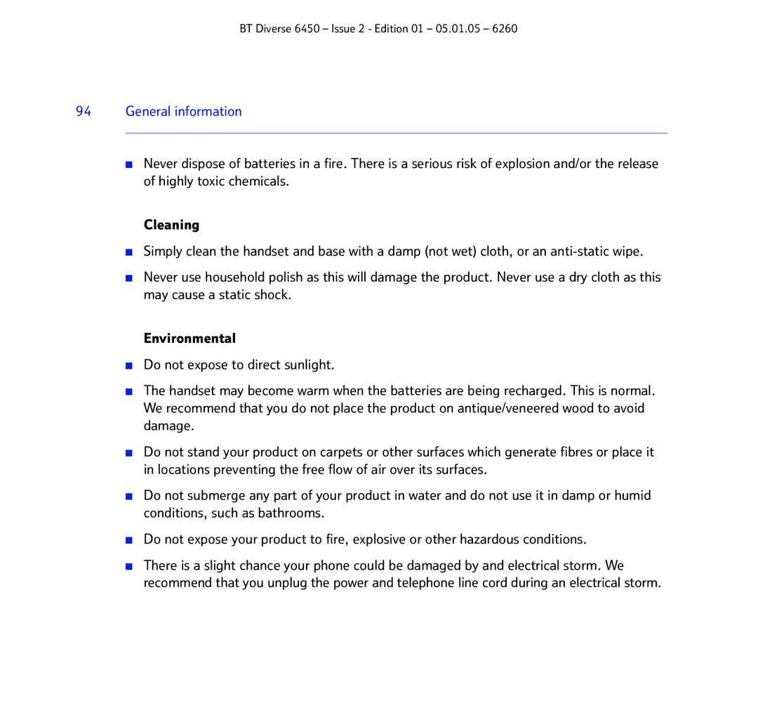 BT Diverse 6450 manual General information 