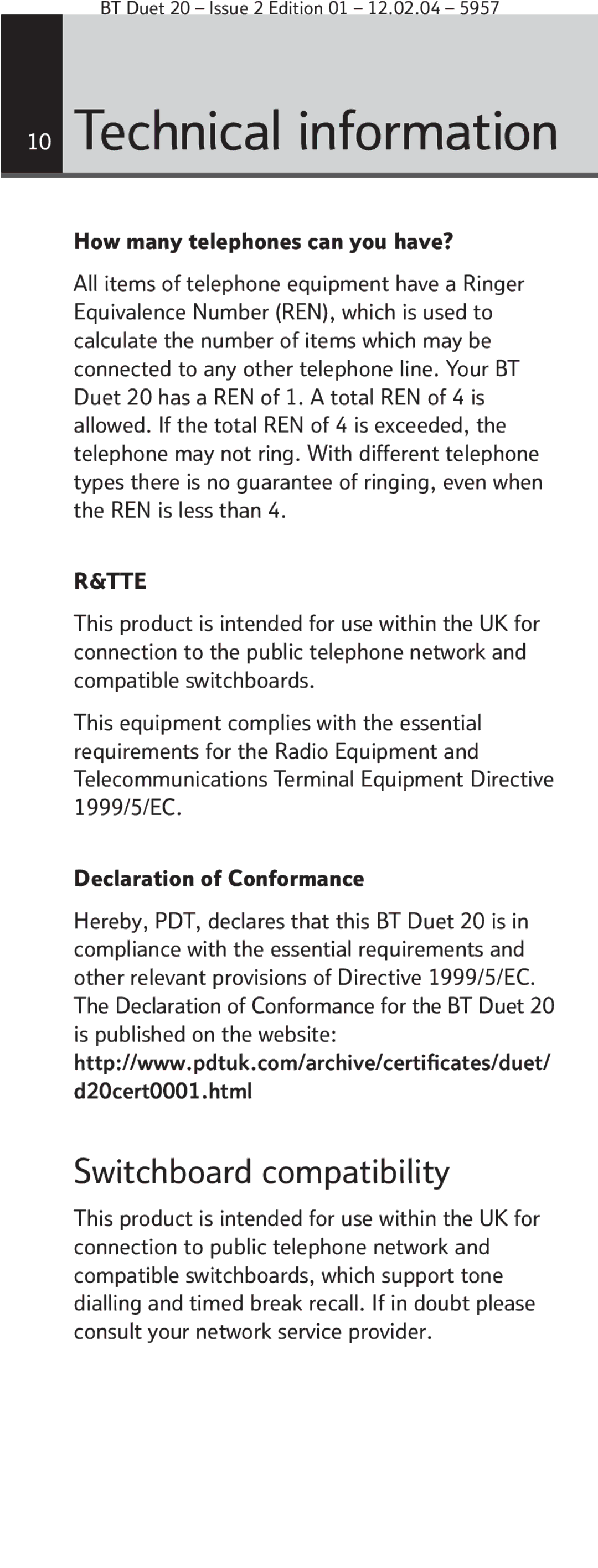 BT Duet 20 manual Switchboard compatibility, How many telephones can you have? 