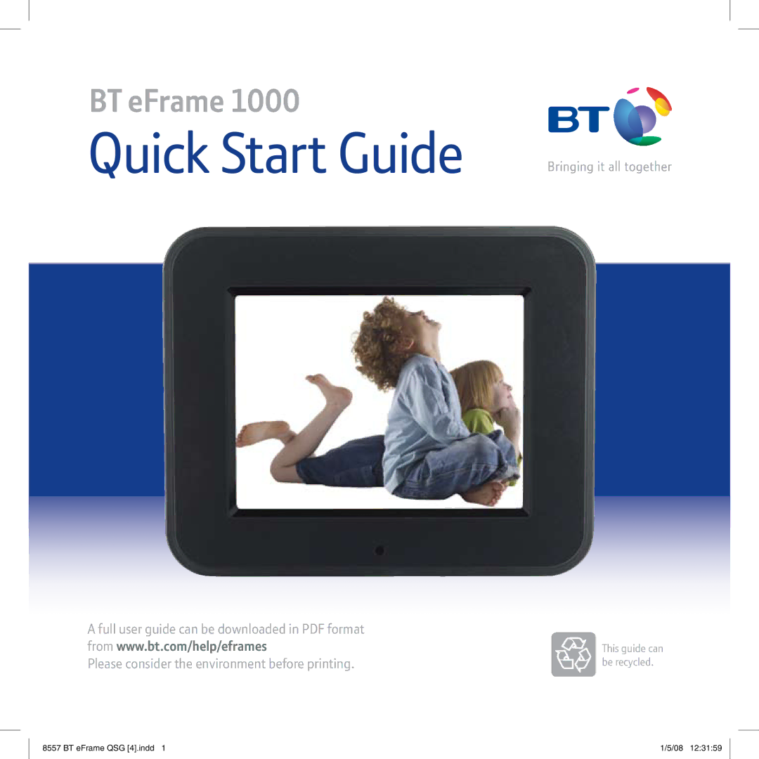 BT eFrame 1000 quick start Quick Start Guide 