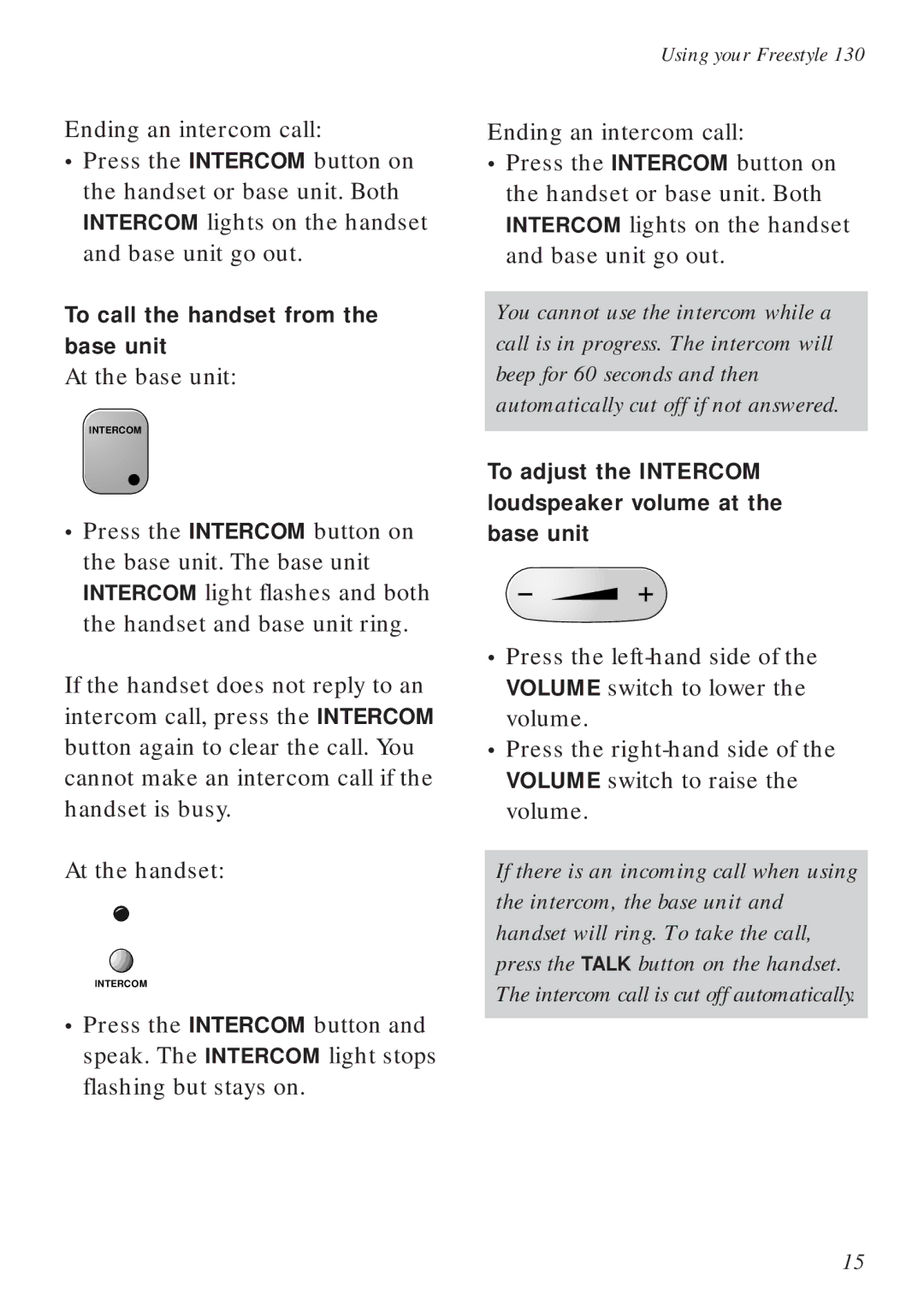 BT Freestyle 130 manual To call the handset from the base unit 