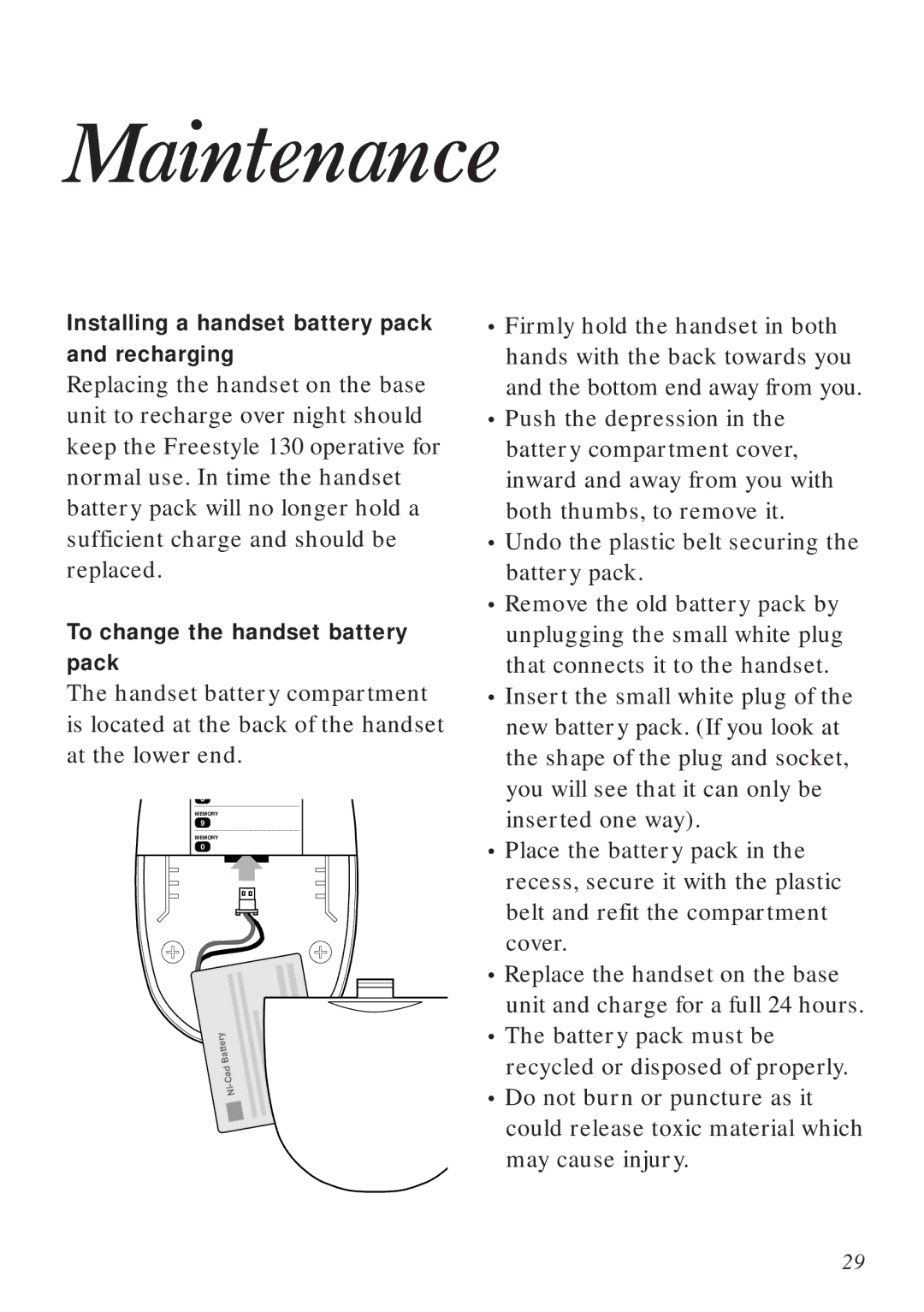 BT Freestyle 130 manual Maintenance 