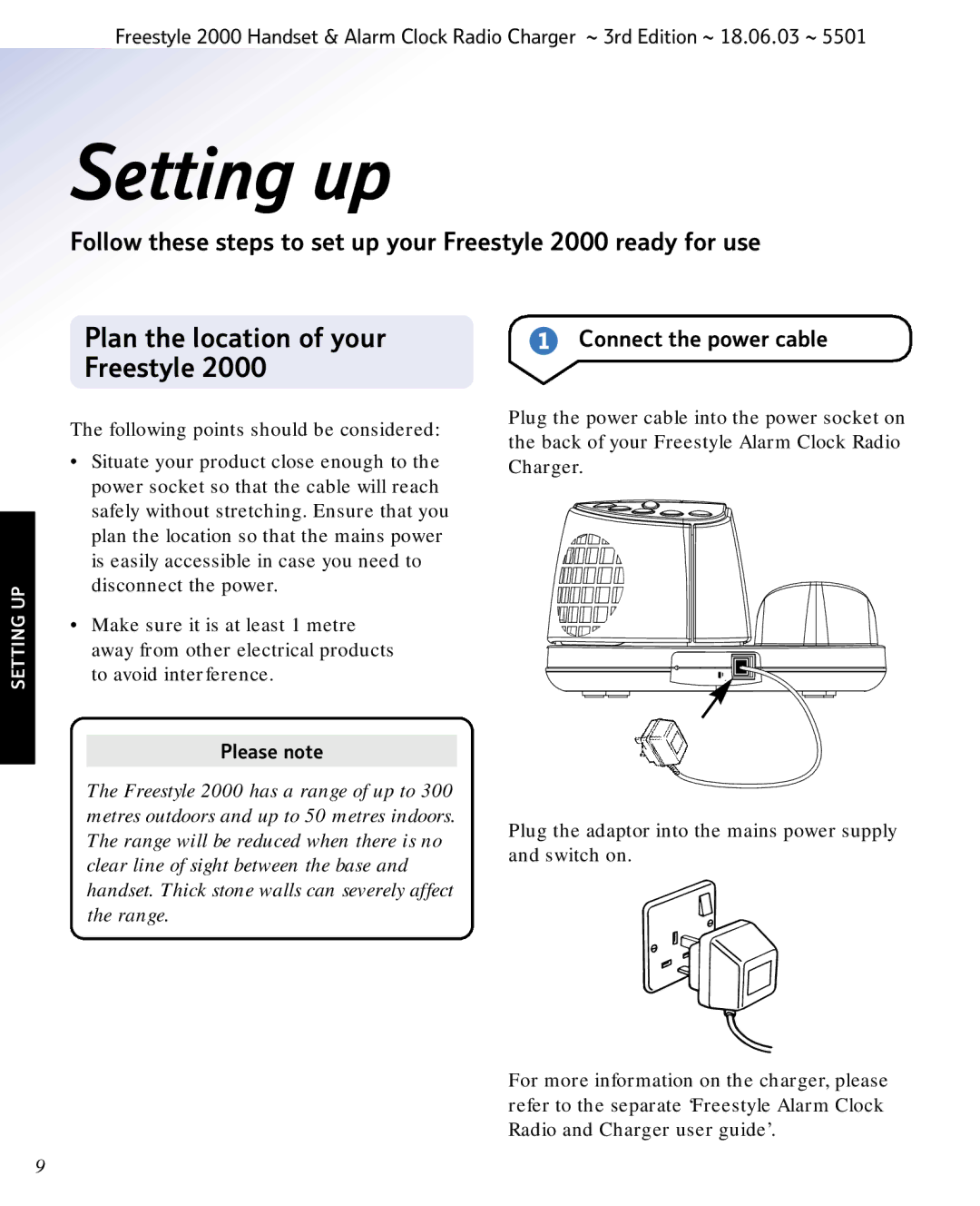 BT Freestyle 2000 manual Plan the location of your Freestyle, Connect the power cable 