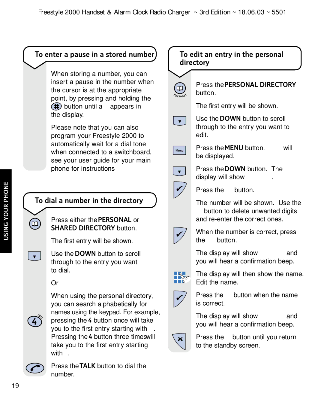 BT Freestyle 2000 manual To dial a number in the directory, Shared Directory button 