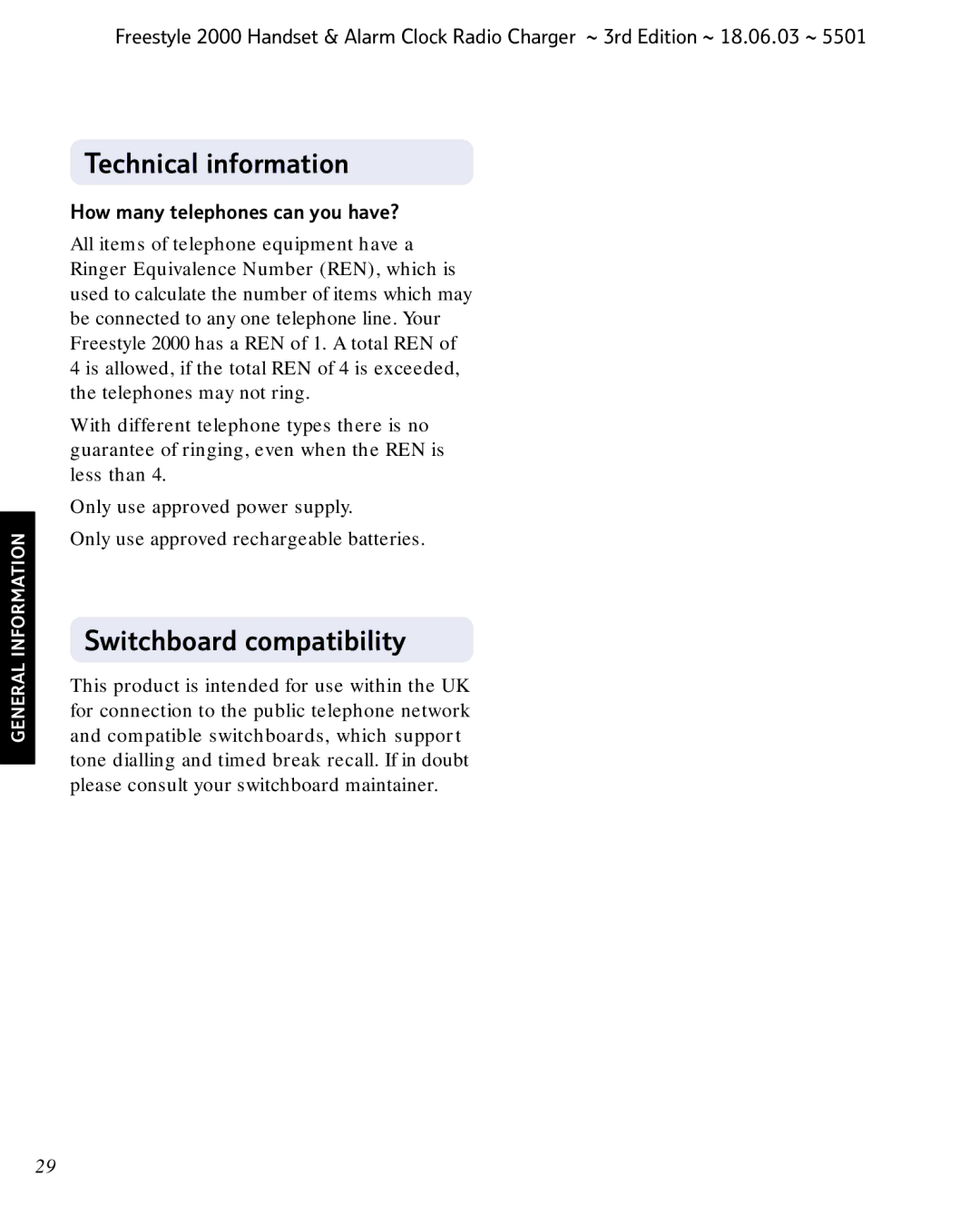 BT Freestyle 2000 manual Technical information, Switchboard compatibility, How many telephones can you have? 