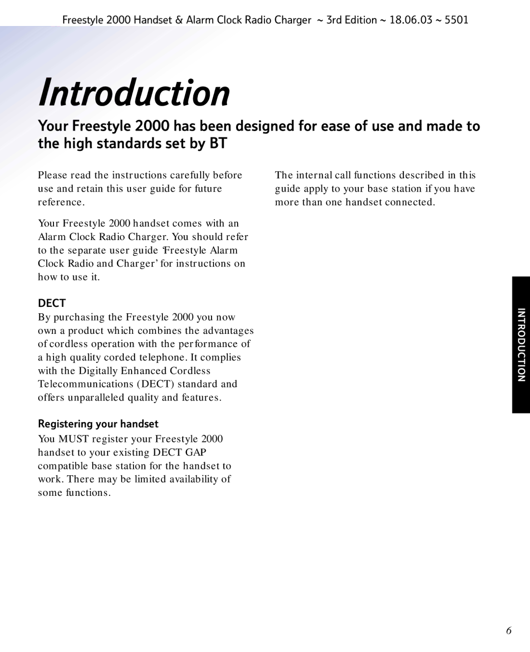 BT Freestyle 2000 manual Introduction, Registering your handset 