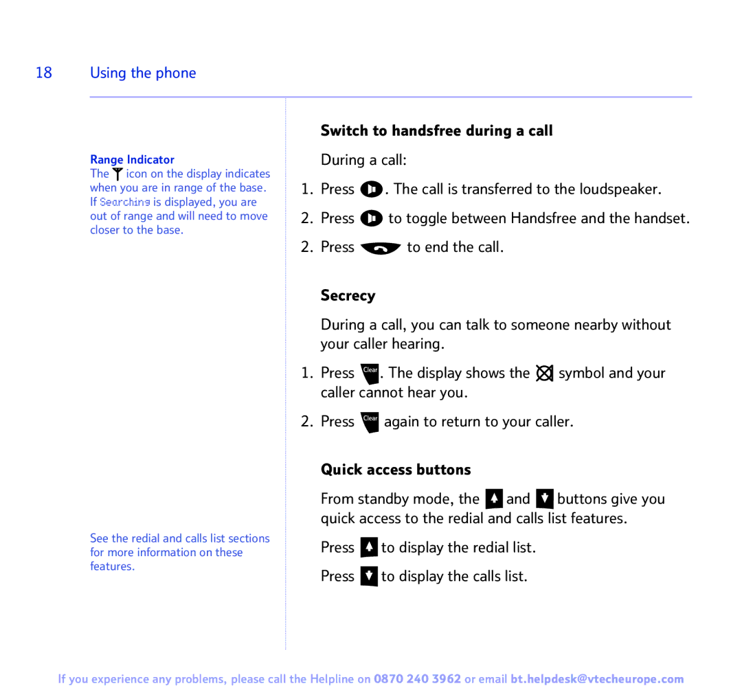 BT Freestyle 3500 manual Range Indicator 