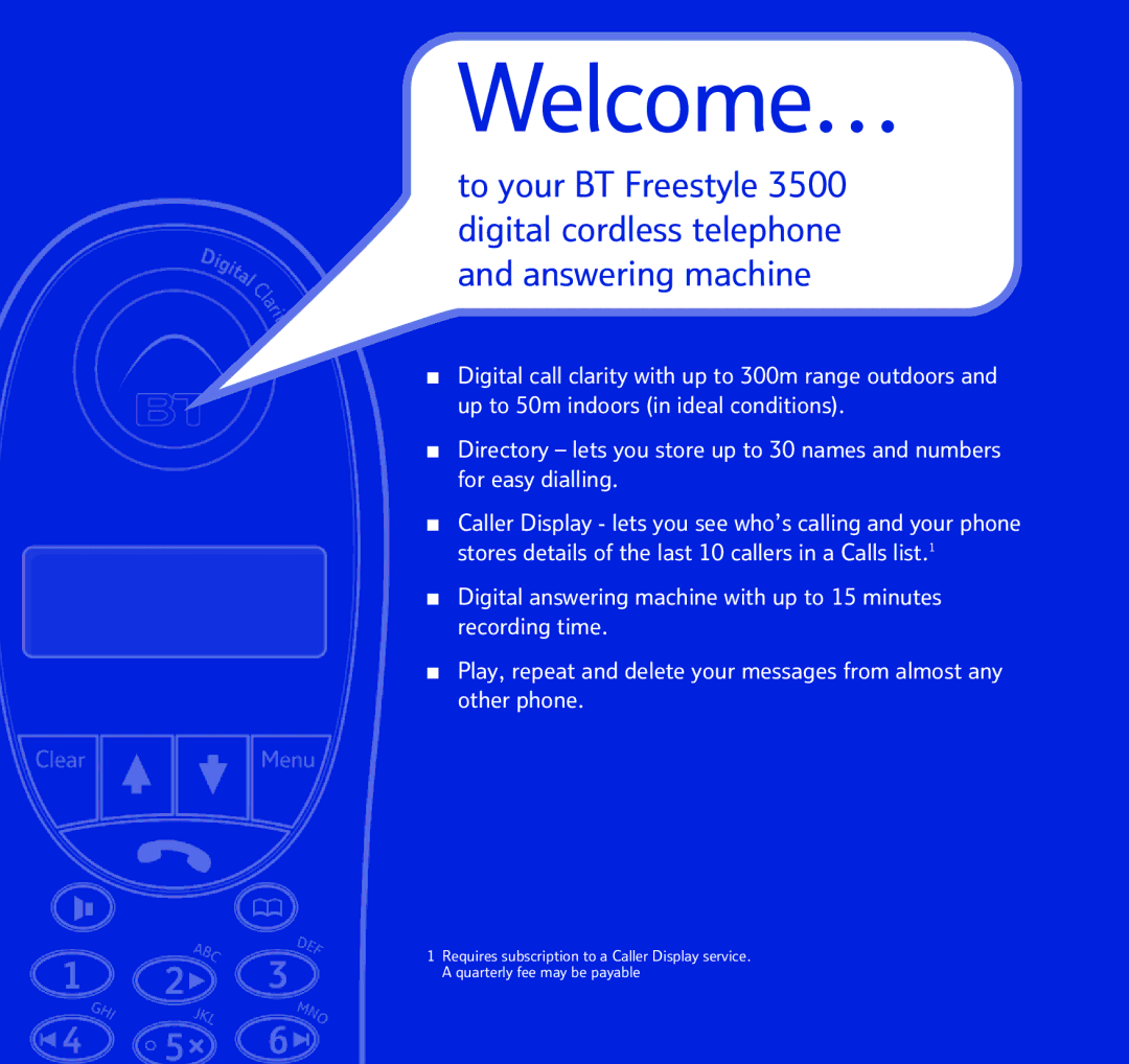 BT Freestyle 3500 manual Welcome… 