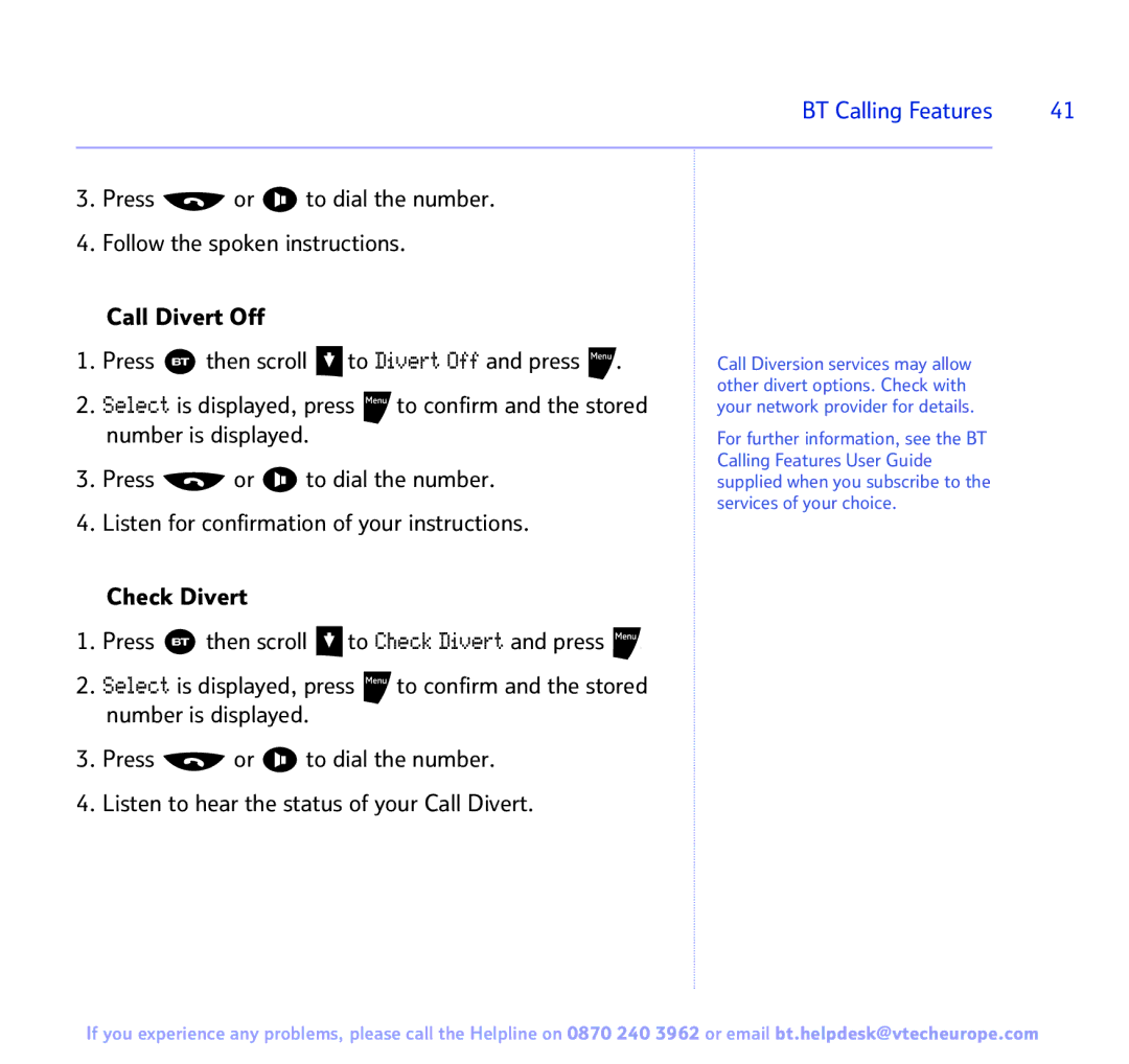 BT Freestyle 3500 manual BT Calling Features 