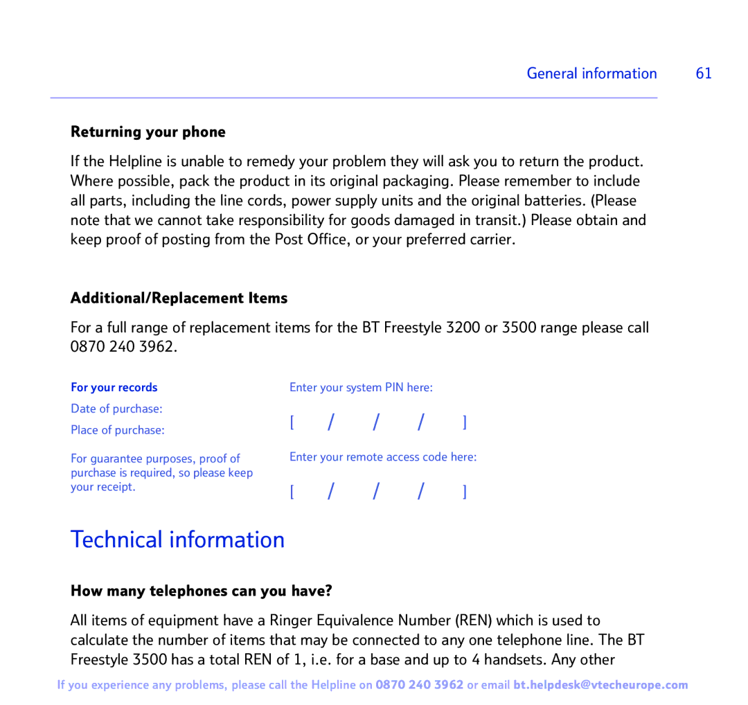 BT Freestyle 3500 manual Returning your phone, How many telephones can you have?, For your records 
