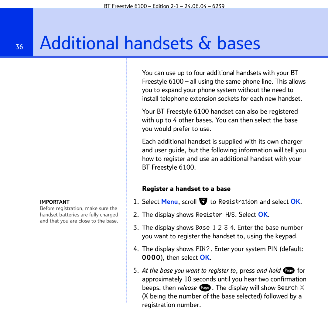 BT Freestyle 6100 manual Additional handsets & bases 