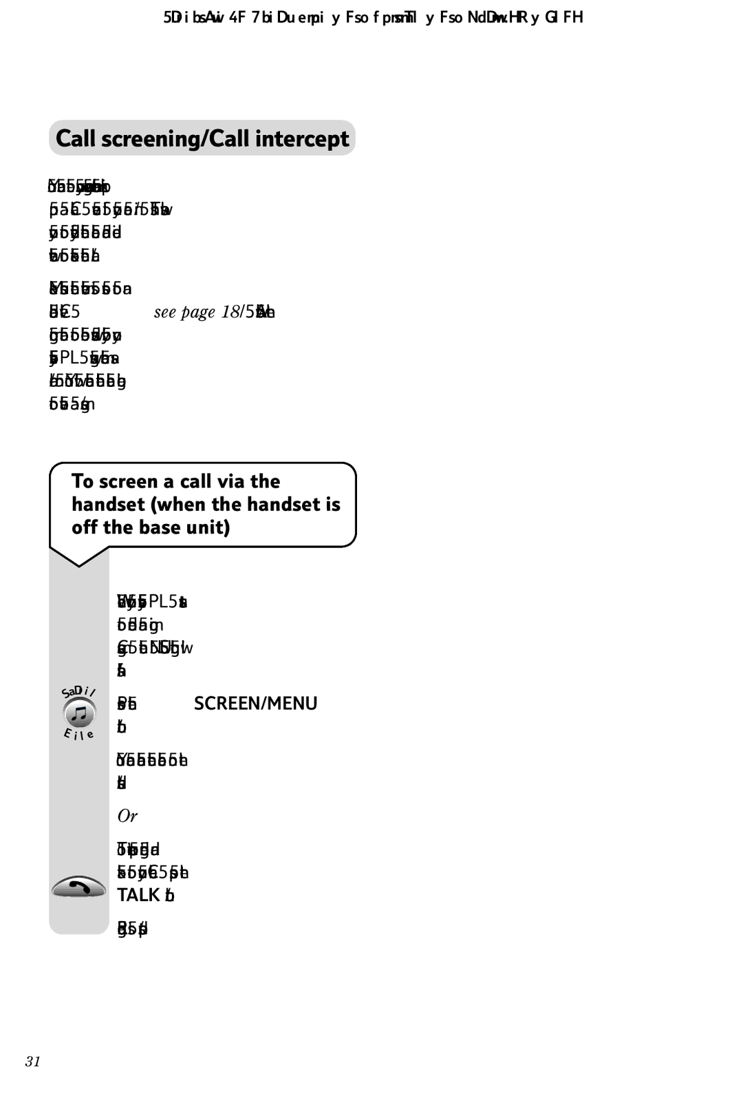 BT Freestyle 65 manual Call screening/Call intercept 