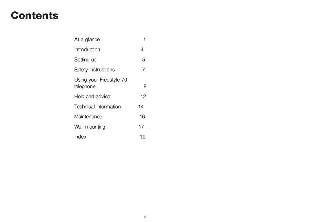 BT Freestyle 70 manual Contents 