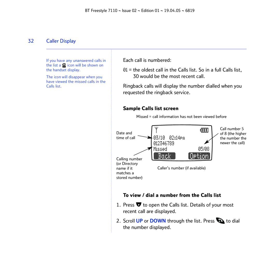 BT FREESTYLE 7110 manual Back 