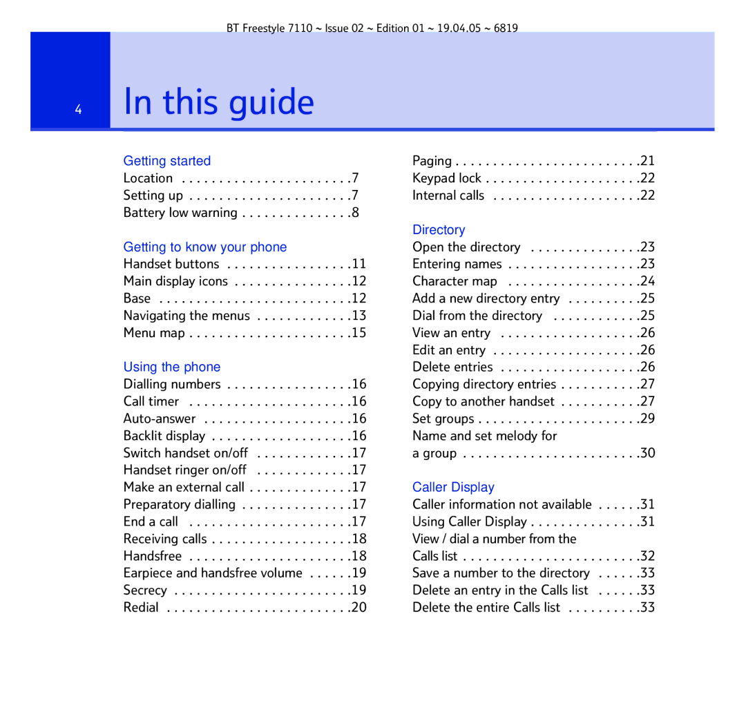 BT FREESTYLE 7110 manual This guide, Group 