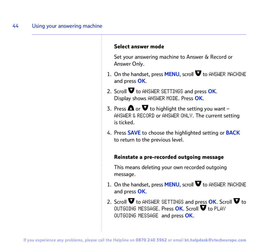 BT FREESTYLE 7150 manual Using your answering machine 