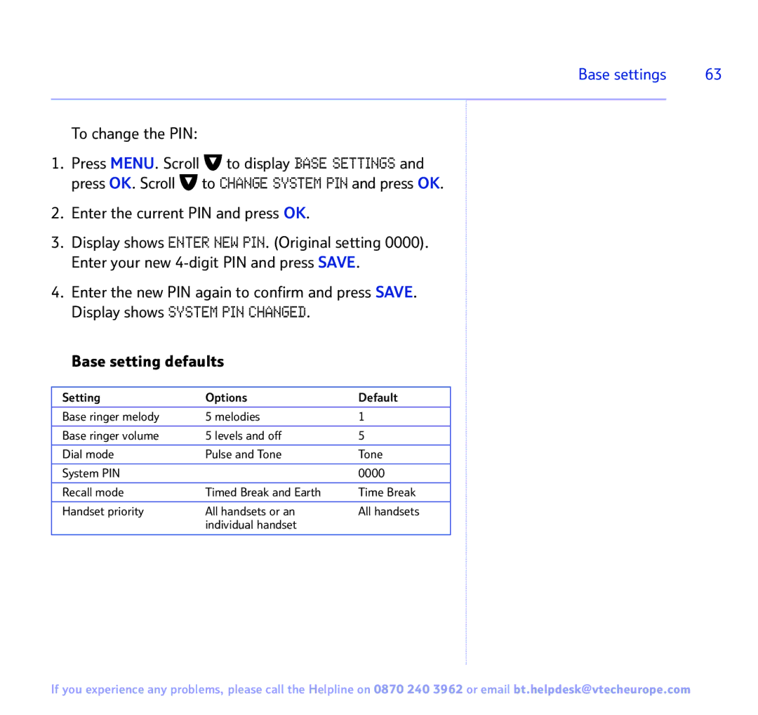 BT FREESTYLE 7150 manual To change the PIN 