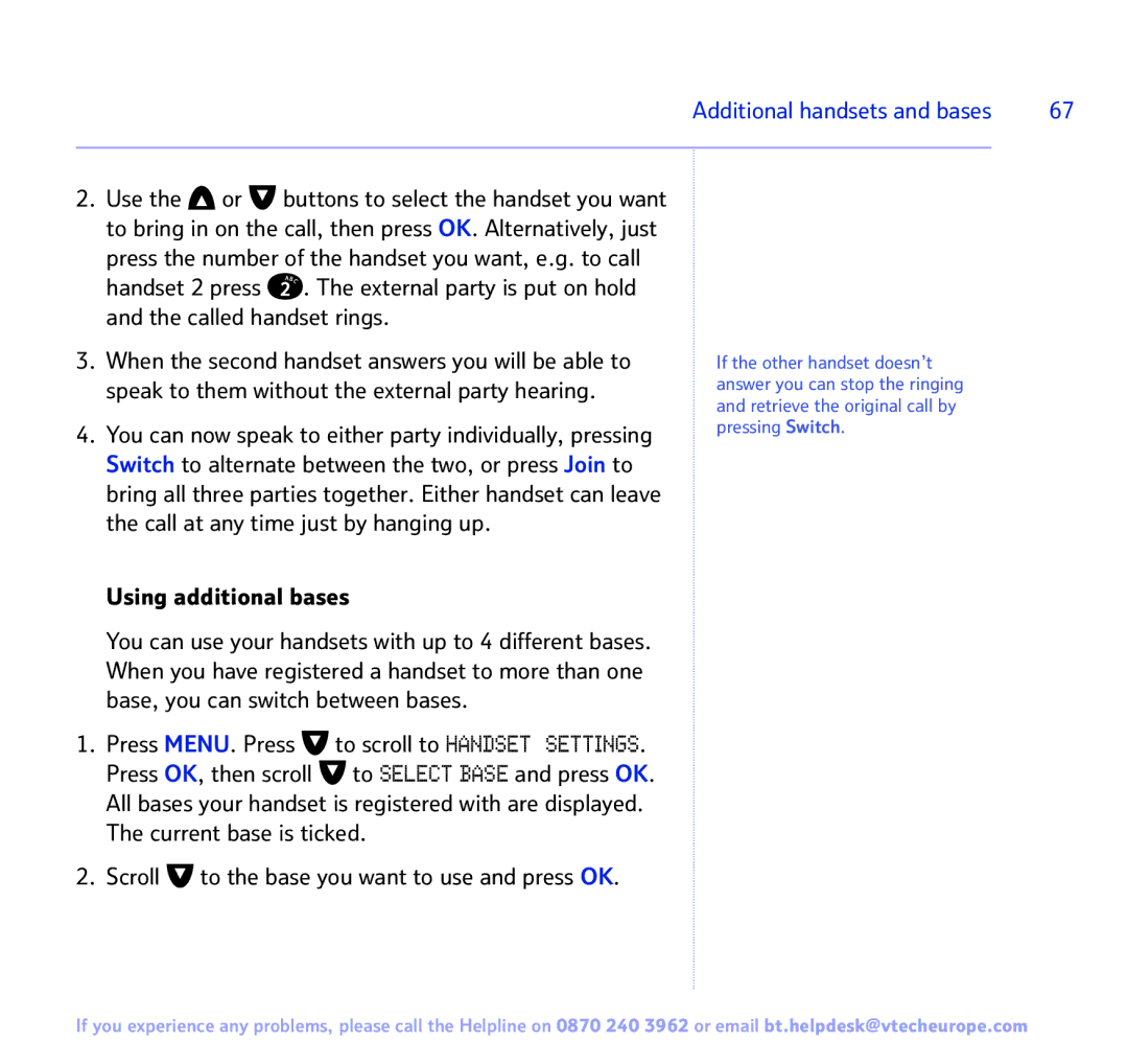 BT FREESTYLE 7150 manual Using additional bases 