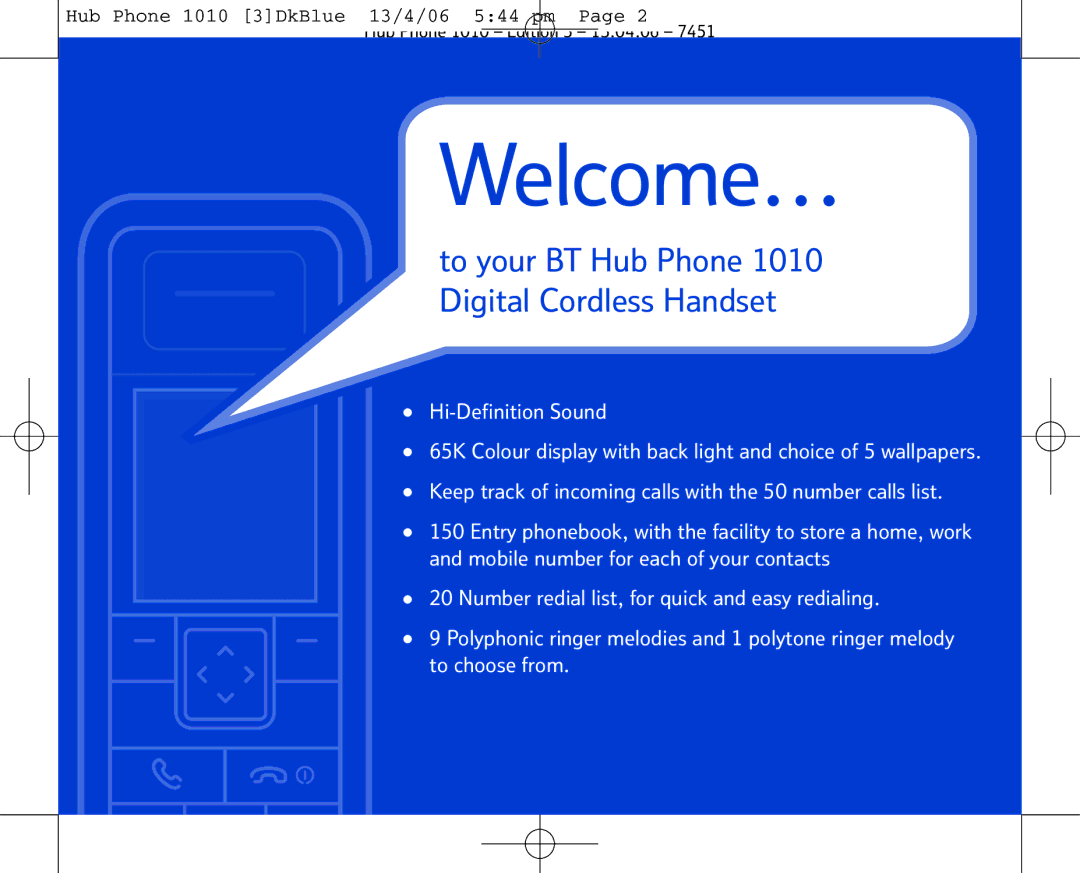 BT Hub Phone 1010 manual Welcome… 