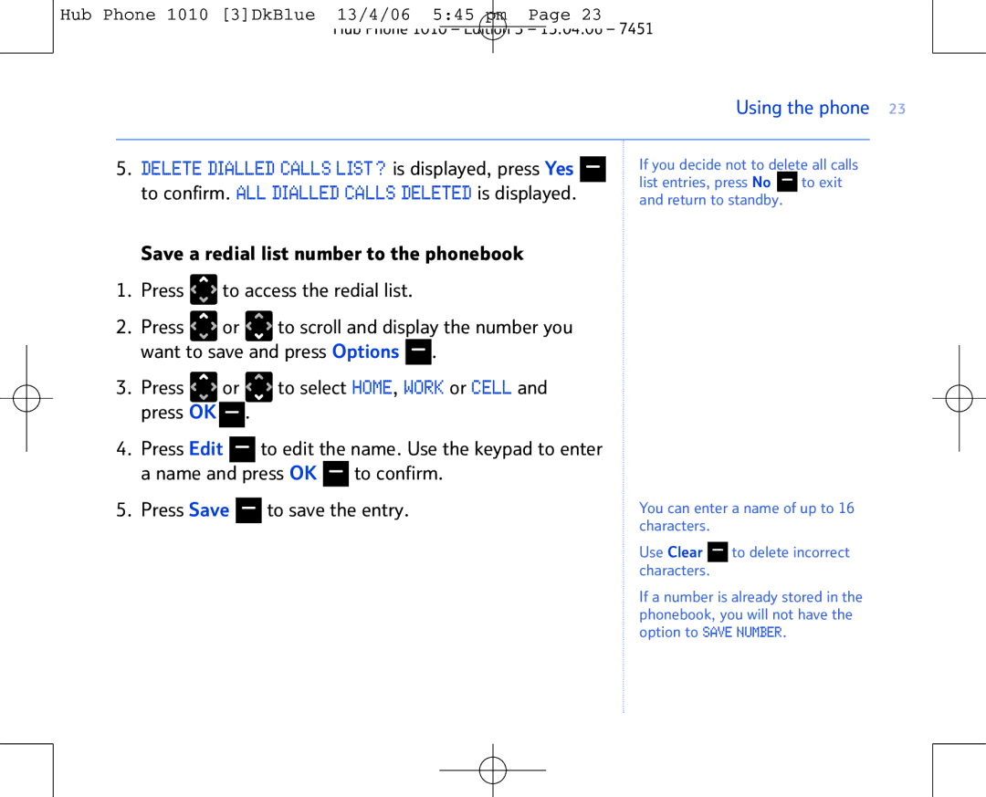 BT Hub Phone 1010 manual Using the phone 