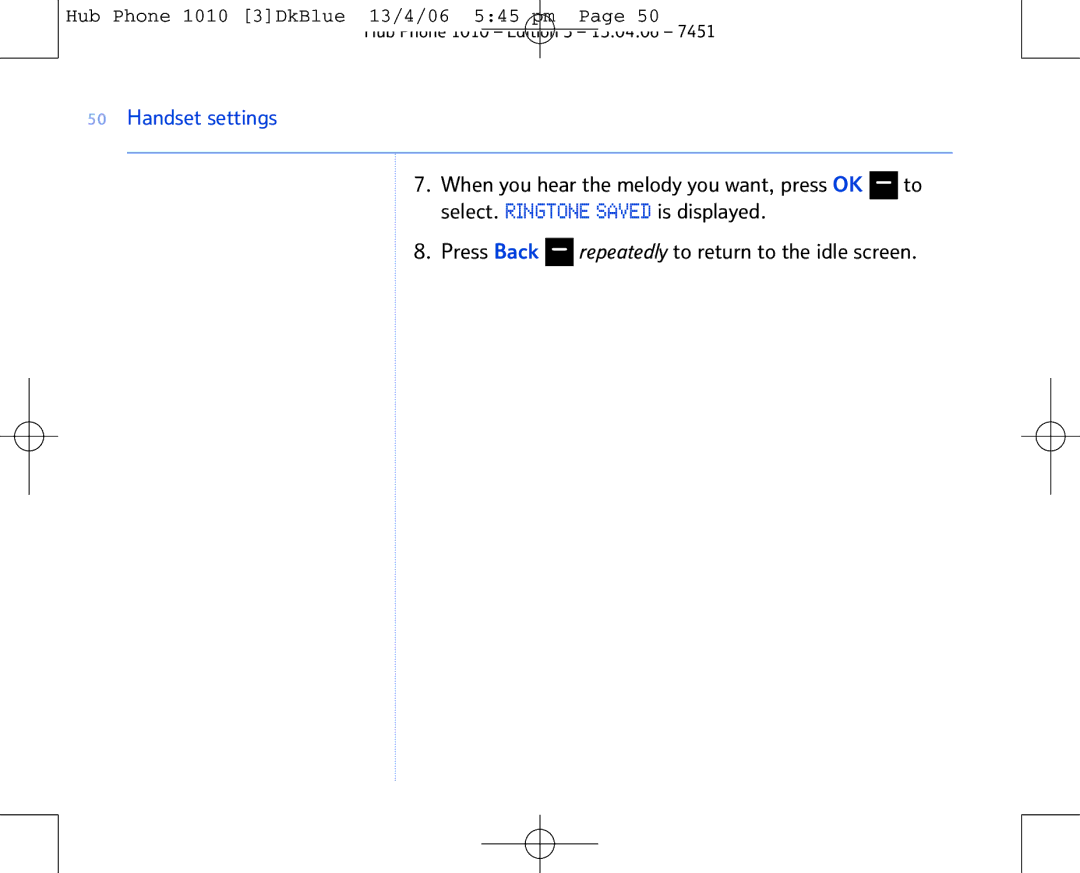 BT Hub Phone 1010 manual Handset settings 