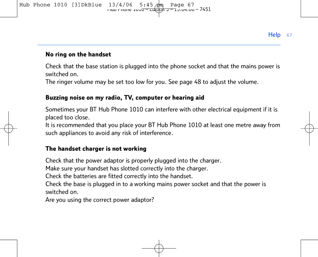 BT Hub Phone 1010 manual Help 