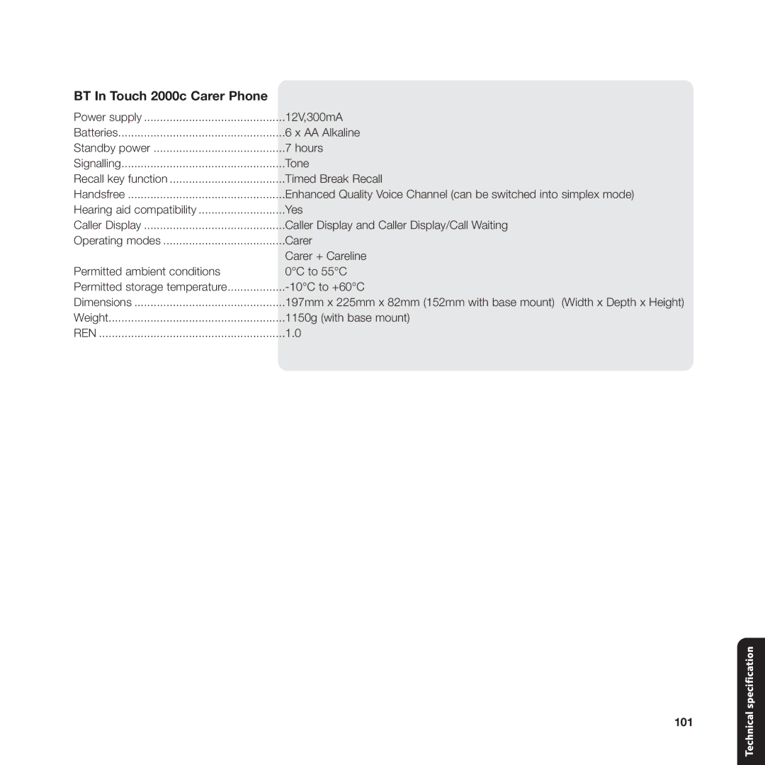 BT manual BT In Touch 2000c Carer Phone 