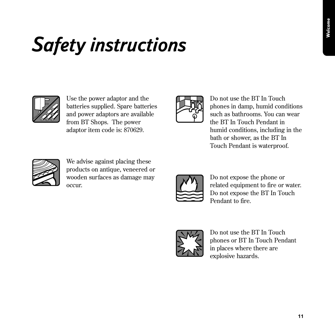 BT In Touch 2000 manual Safety instructions 