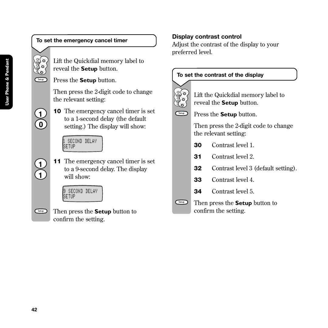 BT In Touch 2000 manual Display contrast control 