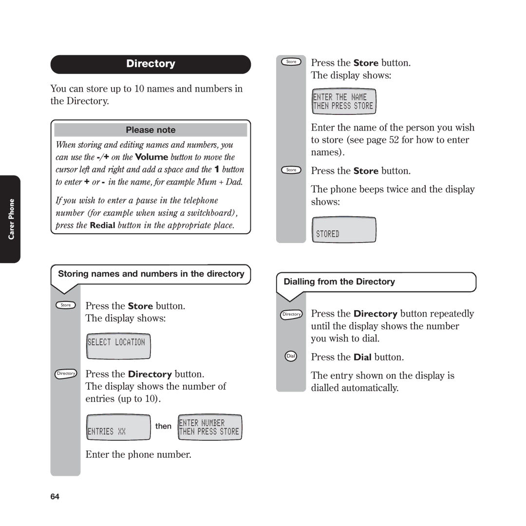 BT In Touch 2000 manual Display shows the number 