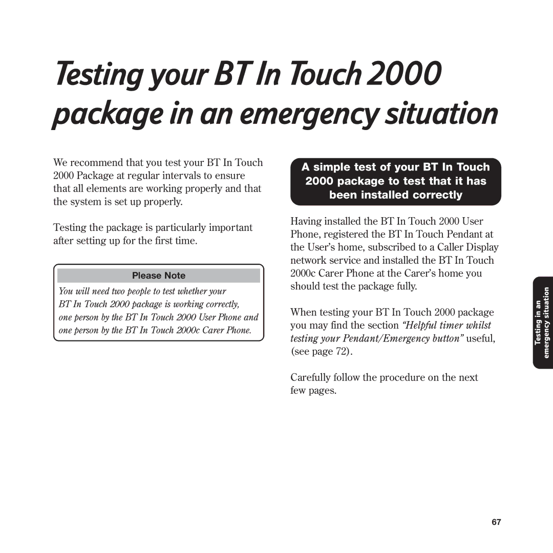 BT In Touch 2000 manual Situation 