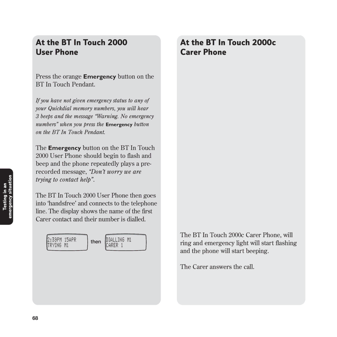 BT manual At the BT In Touch 2000 User Phone 