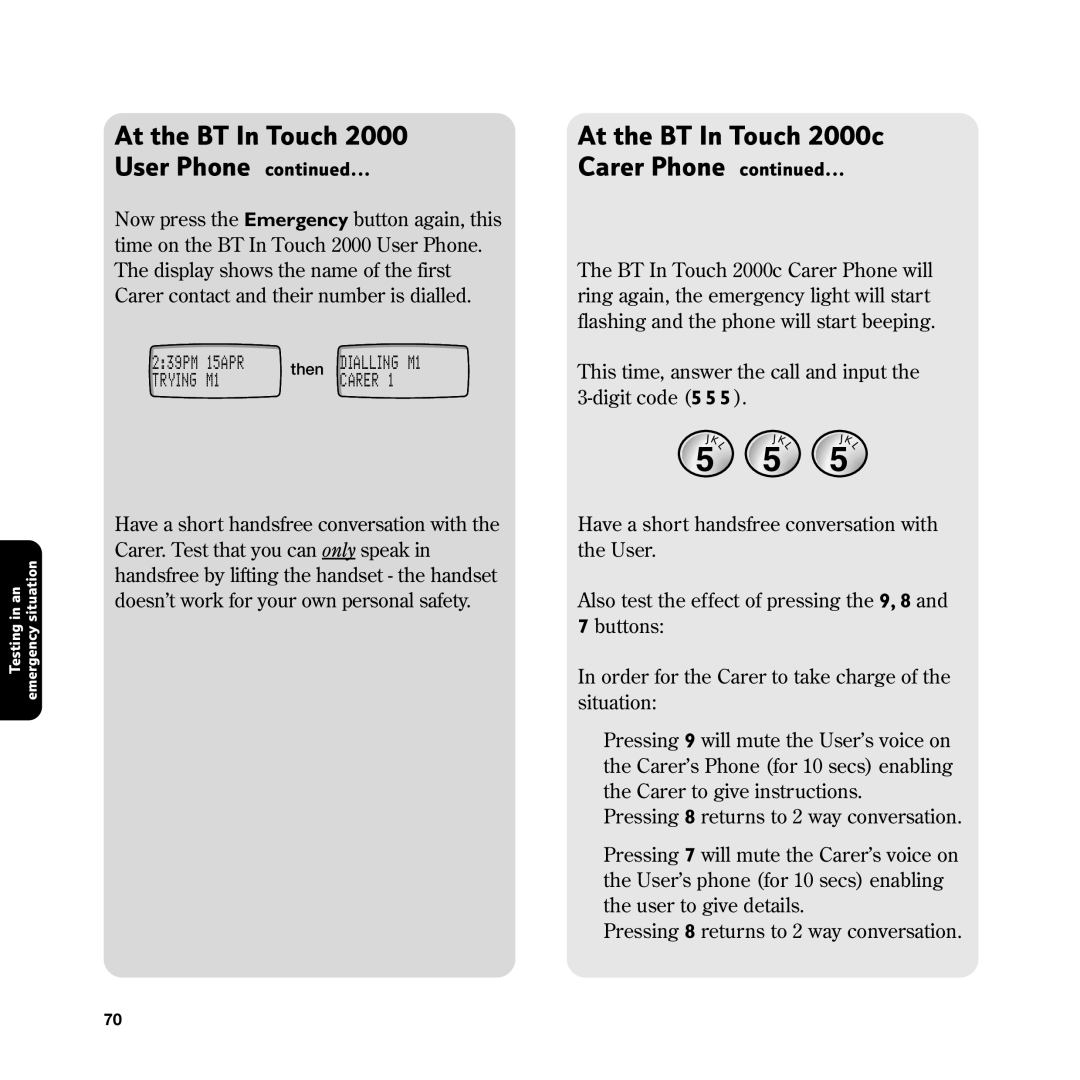 BT In Touch 2000 manual At the BT In Touch 