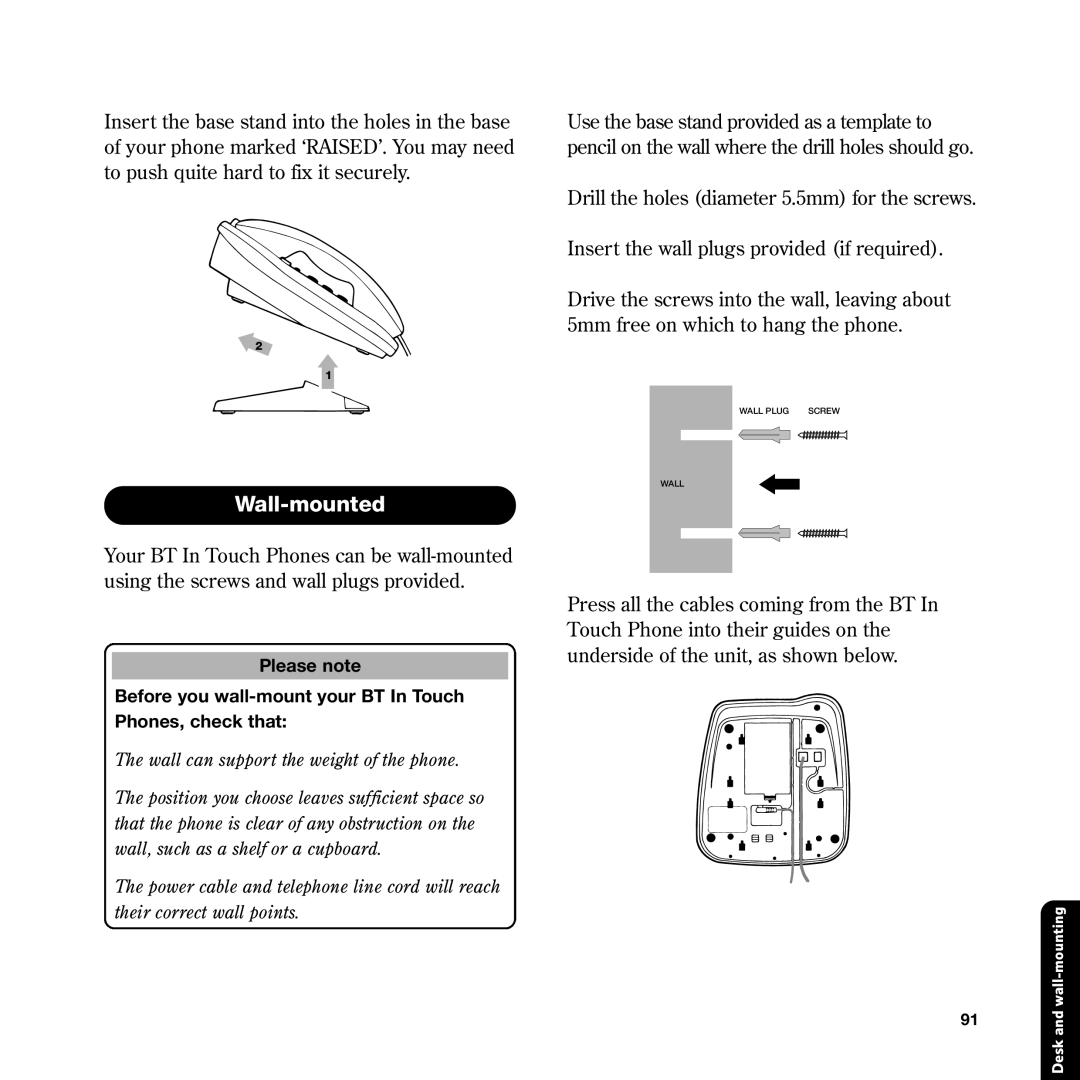 BT In Touch 2000 manual Wall-mounted 