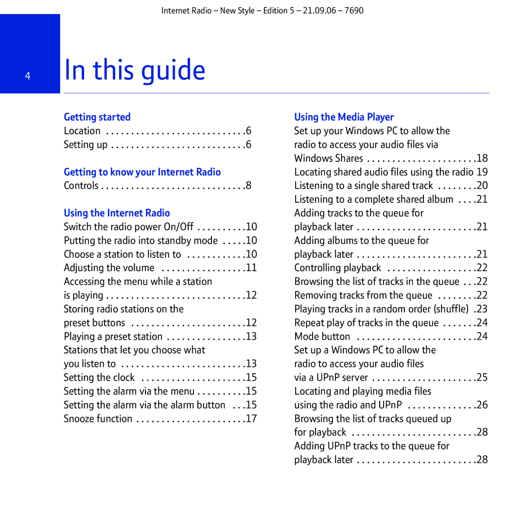 BT manual This guide, Getting started Using the Media Player, Using the Internet Radio 