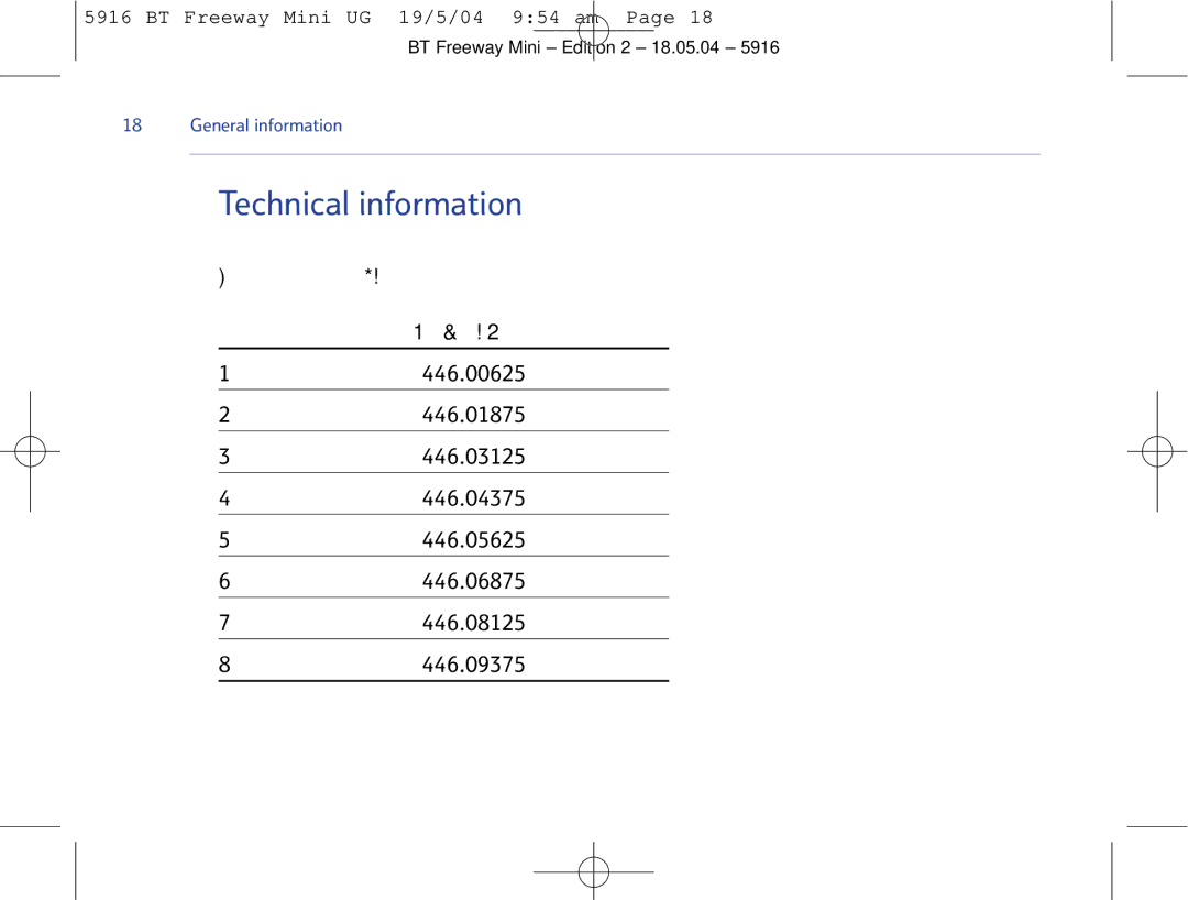 BT Mobile Radio manual Technical information 