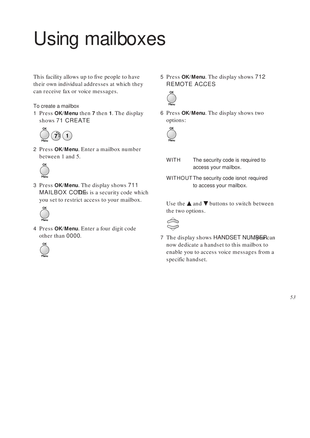 BT On-Air DECTf@x Plus F@x machine and digital telephone system manual Using mailboxes, Remote Acces 