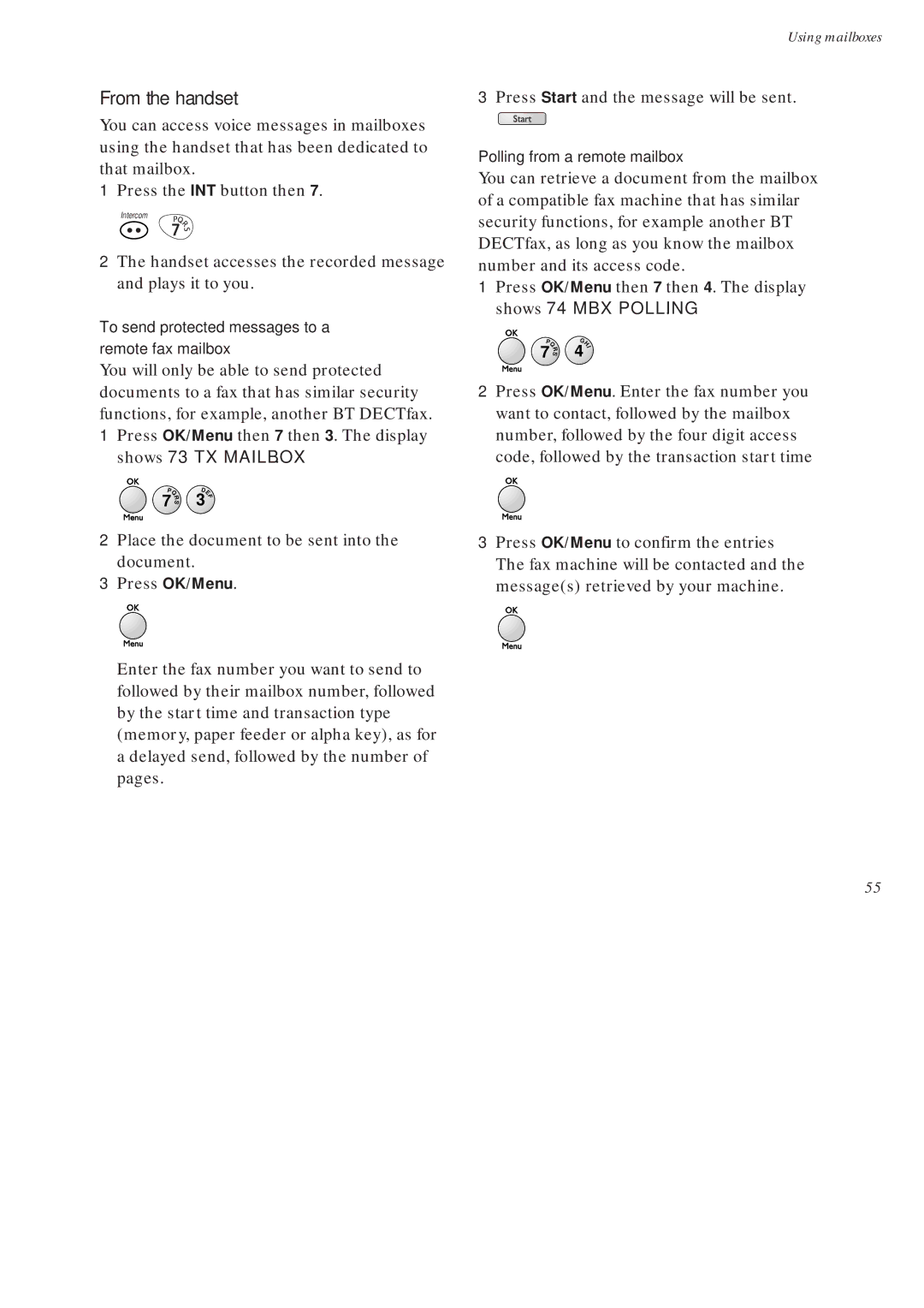 BT On-Air DECTf@x Plus F@x machine and digital telephone system manual From the handset 