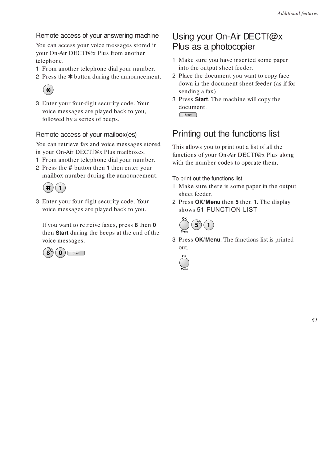 BT On-Air DECTf@x Plus F@x machine and digital telephone system manual Using your On-Air DECTf@x Plus as a photocopier 