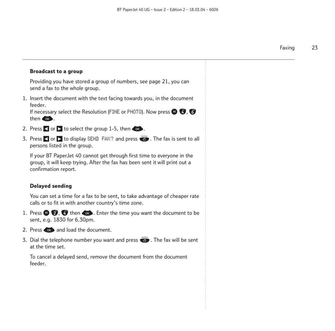 BT manual BT PaperJet 40 UG Issue 2 Edition 2 18.03.04 