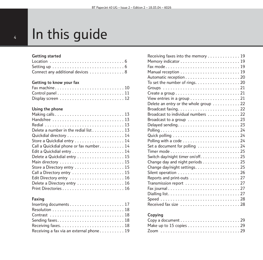 BT PaperJet 40 manual This guide 