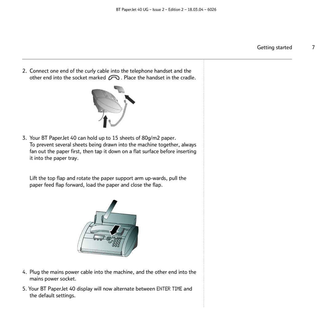 BT PaperJet 40 manual Getting started 